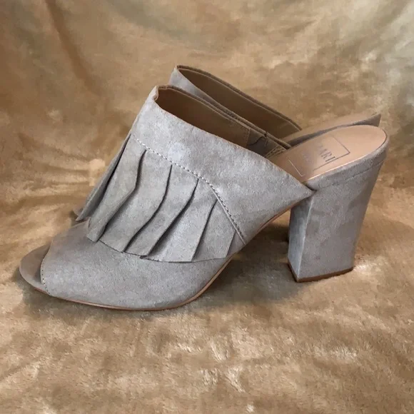 Kaari Blue Slide On Peep Toe Heels - Picture 3 of 7